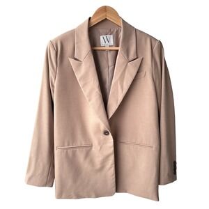 Worthington Blazer Jacket Tan Single Button Business Casual Preppy Office Medium